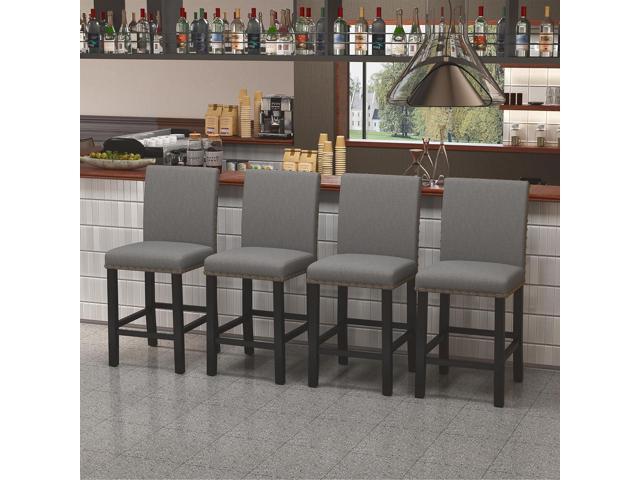 DAGONHIL 24 inch Bar Stools Set of 4, Counter Height Bar Stools with Backs, Nail Head Barstools with Wood Legs, Upholstered Kitchen Island Chairs,...