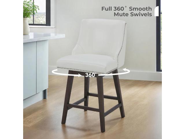 CHITA Counter Height Swivel Bar Stools Set of 2, FSC Certified Upholstered Counter Stools, Modern Swivel Barstools with Wood Legs for Kitchen...