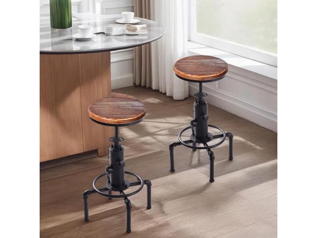 Vintage Industrial Bar Stools,Kitchen Counter Bar Stool Height Adjustable 23.6'-29.5' Swivel Bar Stool, Solid Wood Water Pipe Fire Cafe Pub Bar...