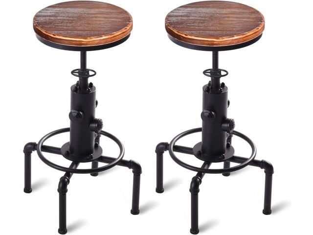Vintage Industrial Bar Stools,Kitchen Counter Bar Stool Height Adjustable 23.6'-29.5' Swivel Bar Stool, Solid Wood Water Pipe Fire Cafe Pub Bar...