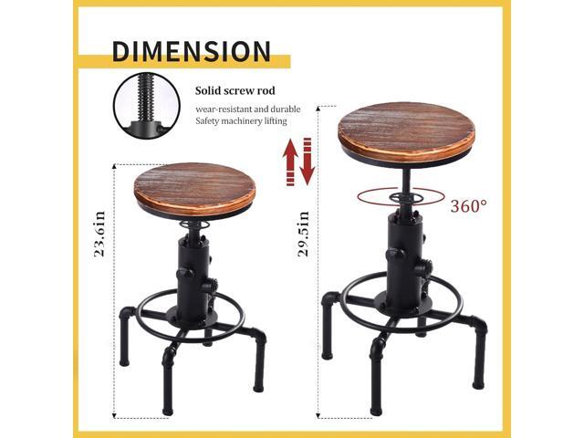 Vintage Industrial Bar Stools,Kitchen Counter Bar Stool Height Adjustable 23.6'-29.5' Swivel Bar Stool, Solid Wood Water Pipe Fire Cafe Pub Bar...