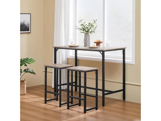 Yaheetech 3 Piece Dining Table Set, 47.5' Industrial Pub Table Set, Counter Height Kitchen Table with Bar Stools Set of 2, for Small Space, Apartment