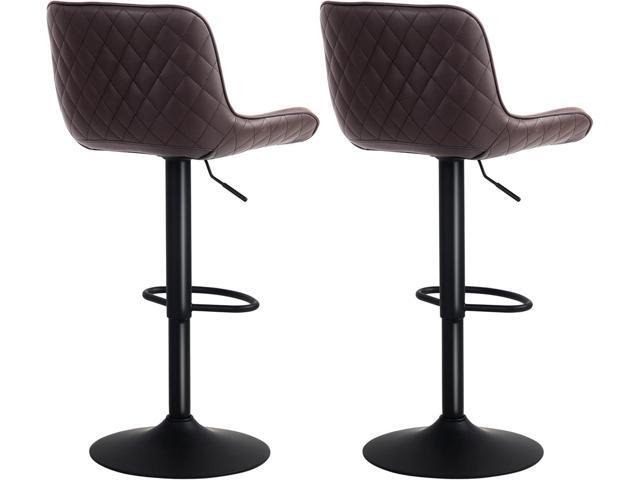 YOUNUOKE Counter Height Bar Stools Set of 2, Adjustable Swivel Stool Chairs with Back, Brown Faux Leather Upholstered, Mid-Century Modern Barstools...