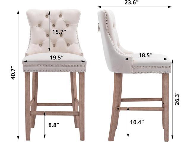 Aoowow Velvet Upholstered Counter Height Bar Stools Set of 2, Counterstool Seat Height 26.3', Wingback Armless Bar Chairs Button Tufted with Solid...