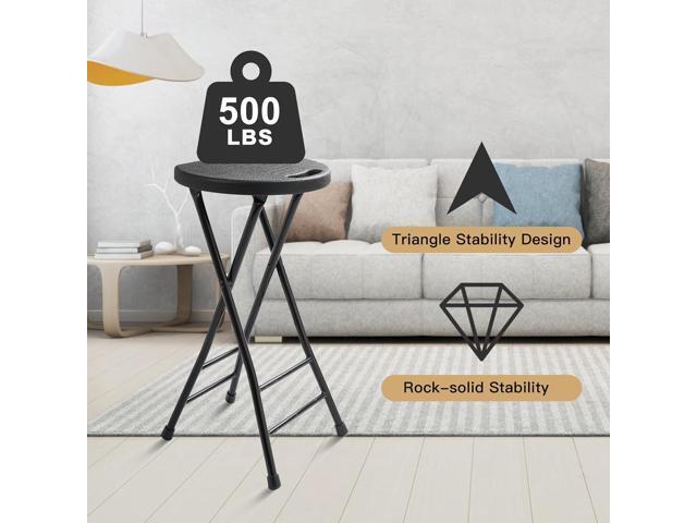 24-Inch Folding Stool with Handle, Folding Bar Stool with Non-Slip Feet,Folding Chair,Indoor and Outdoor Foldable Stool for Adults,500 lbs...