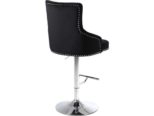 Meridian Furniture Claude Collection Modern Contemporary Velvet Upholstered ADJUSTABLE Bar Counter Stool with Polished Chrome Metal Base, 20.5'...