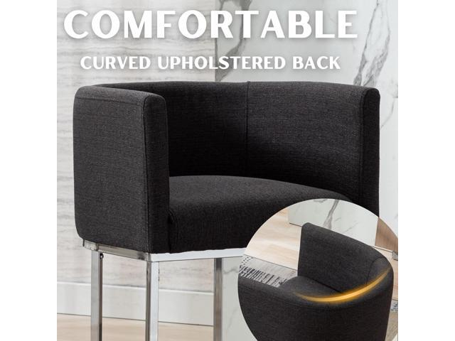 Contemporary Charcoal Linen Bar Stools Set of 3, 24' Upholstered Fabric Counter Height Barstools Kitchen Counter Island Stools with Screwed...