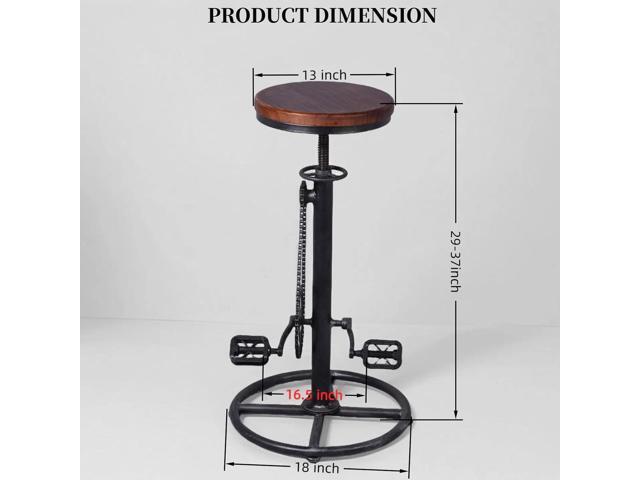 Set of 2 Industrial Bar Stool-Swivel Vintage Coffee Kitchen Dining Island Chair-Bike Pedal Footrest-Extra Tall Pub Height Adjustable 29-37'