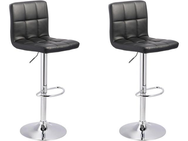 Signature Design by Ashley Bellatier Adjustable Height Swivel Bar Stool, 2 Count, Black & Chrome Finish