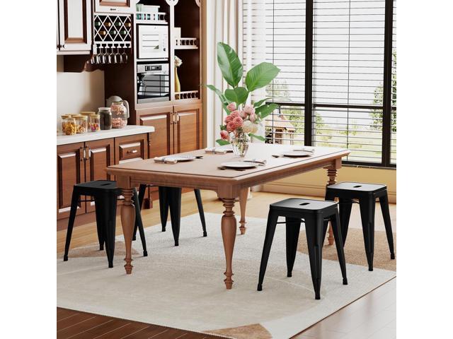 Changjie Furniture 18 Inch Stools Backless Industrial Metal Bar Stool Short Stackable Classroom Stools Metal Dining Chairs (18 inch, Matte Black)