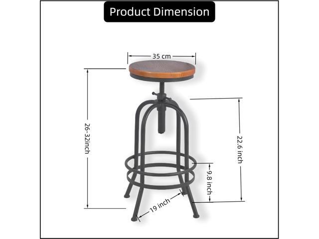 Set of 2-Industrial Bar Stool-Retro 26-32.3inch Swivel Stools-Extra Tall Kitchen Chair-Bar Counter Height Adjustable-Fully Welded (Black 2PCS)
