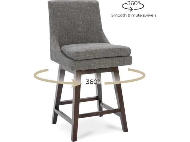 CHITA Bar Height Swivel Barstool with Back Set of 2, FSC Certified Upholstered Bar Stool, 30.7' H Seat Height, Fabric in Fog