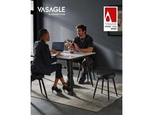 VASAGLE EKHO Collection - Dining Chairs Stools Set of 4, Upholstered Kitchen Chairs, Vanity Stools, Synthetic Leather with Stitching, Mid-Century...