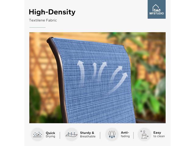 MFSTUDIO Outdoor Bar Stools Set of 4, Swivel Bar Height Patio Chairs Outdoor Barstools High Top Patio Swivel Bar Chairs, Breathable Textilene, Navy...