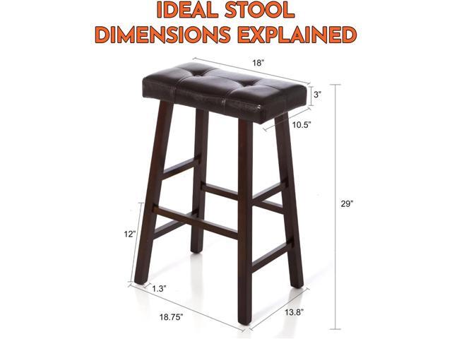 Legacy Decor 4 Counter Bar Stool Set - 29' High Dark Espresso Stools with Bonded Faux Leather Seat - Solid Wood Modern Countertop Stools - Ideal...