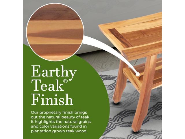 EcoDecors 24 Inch Satori Natural Teak Waterproof Teak Wood Shower Bench Stool Seat Chair for Inside Shower Provides Safety, Storage, and...