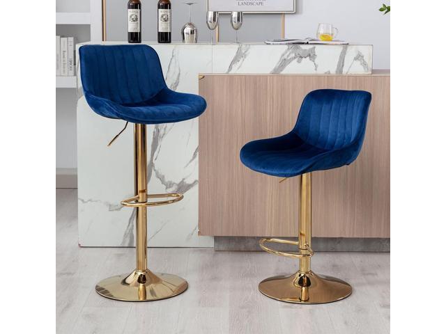 Kiztir Velvet Bar Stools Set of 6, Adjustable Counter Height Bar Stools with Back and Footrest, Gold Swivel Bar Stools Set of 6 for Kitchen Island,...