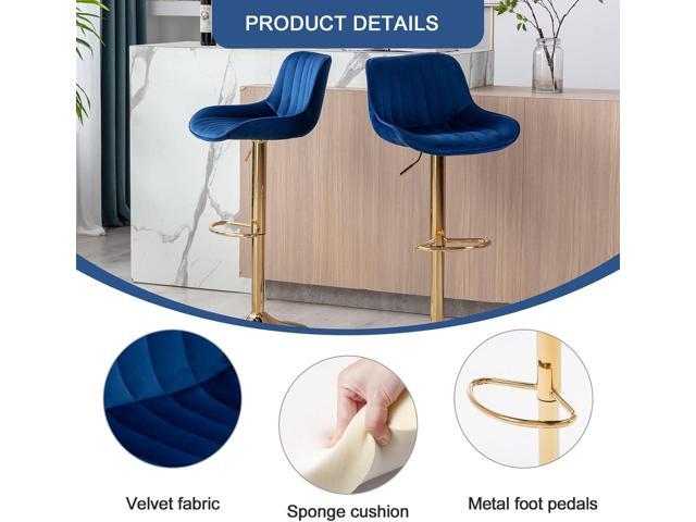 Kiztir Velvet Bar Stools Set of 6, Adjustable Counter Height Bar Stools with Back and Footrest, Gold Swivel Bar Stools Set of 6 for Kitchen Island,...