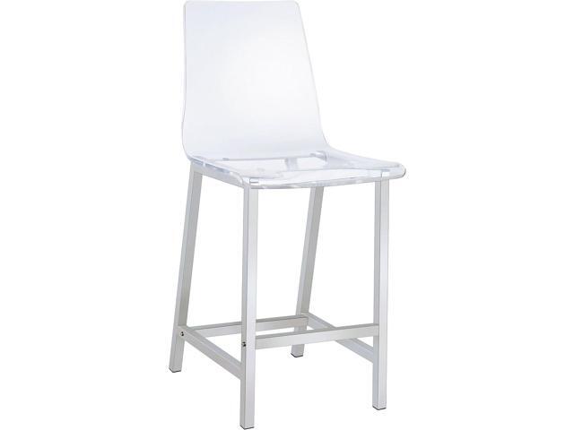 Coaster Home Furnishings - Juelia - Acrylic Counter Stools (Set of 2) - Clear Seat, Footrest - Kitchen & Dining - 24-Inch - Chrome - 100265