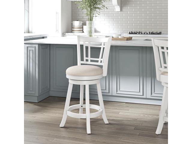 Hillsdale Fairfox Swivel Stool with Rectangular Lattice Back, Counter Height, White
