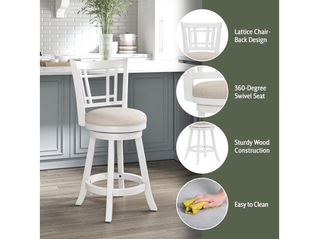 Hillsdale Fairfox Swivel Stool with Rectangular Lattice Back, Counter Height, White