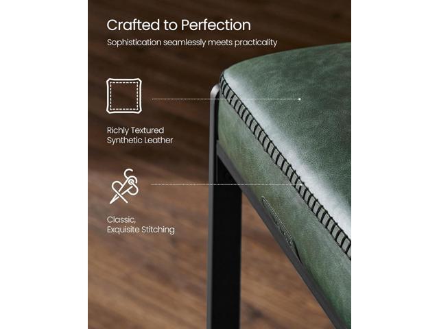 VASAGLE EKHO Collection - Bar Stools Set of 2, Counter Height Bar Stools, Synthetic Leather with Stitching, Mid-Century Modern Counter Stools,...