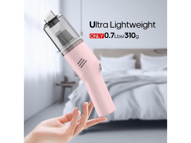Auloea Portable Mini Car Vacuum Cleaner Pink, High Power Cordless(400g) Handheld Rechargeable Vacuum Cleaner for Desk V06