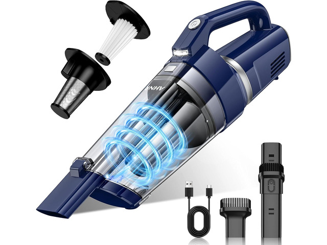 AHNR Handheld Vacuum Cordless, 16000PA Powerful Suction Hand Held Vacuum Dust Busters Cordless Rechargeable with LED Light & 2 HEPA Filters,...