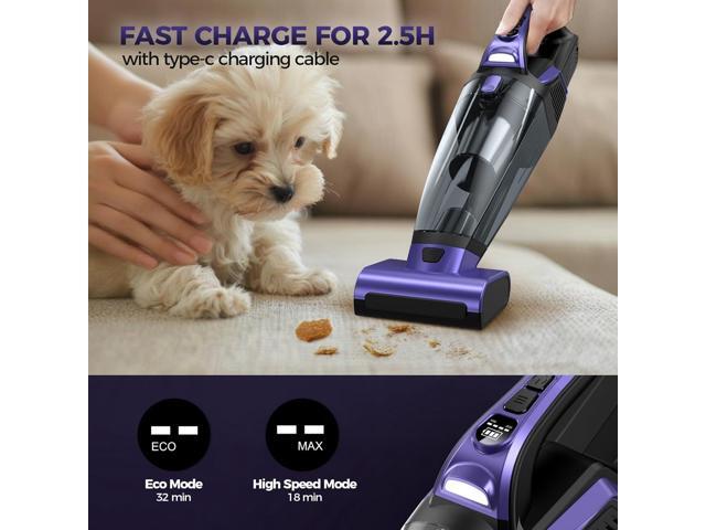 Pet Hair Handheld Vacuum Cordless: 20000PA High Power Car Vacuum with Motorized Brush and LED Light, Rechargeable Hand Held Vacuum Cleaner with...