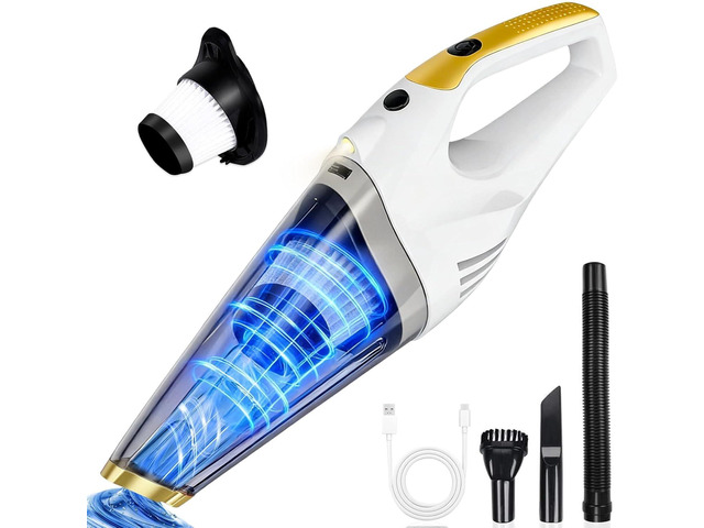 XGJUCE Handheld Vacuum Cordless,Car Vacuum Portable Cordless Rechargeable Hand Vacuum with LED Light, 6kpa Powerful Suction with Three Types of...