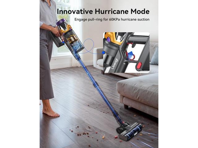 Cordless Vacuum Cleaner, Upgraded 55KPA 650W 70Mins Stick Vacuum with Hurricane Mode, Self-Standing, Touch Screen, 1.8L Dust Cup, Anti-tangle...