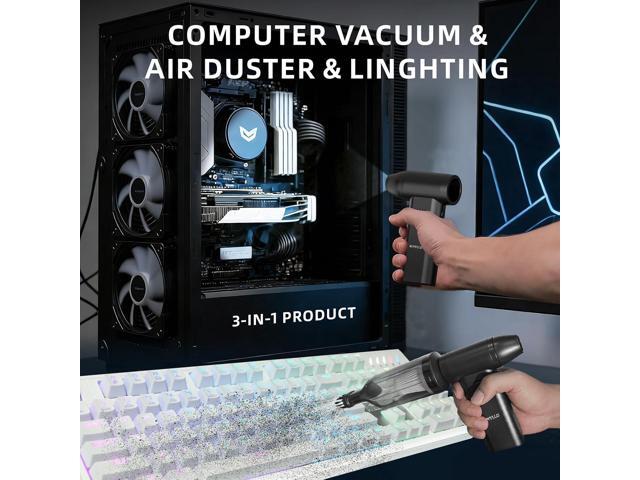 Novyllis Electric Compressed Air Duster Mini Blower Cordless with Computer Vacuum Cleaner kit Lighting 180,000 RPM 5 Speed Handheld 3 in 1 USB-C...