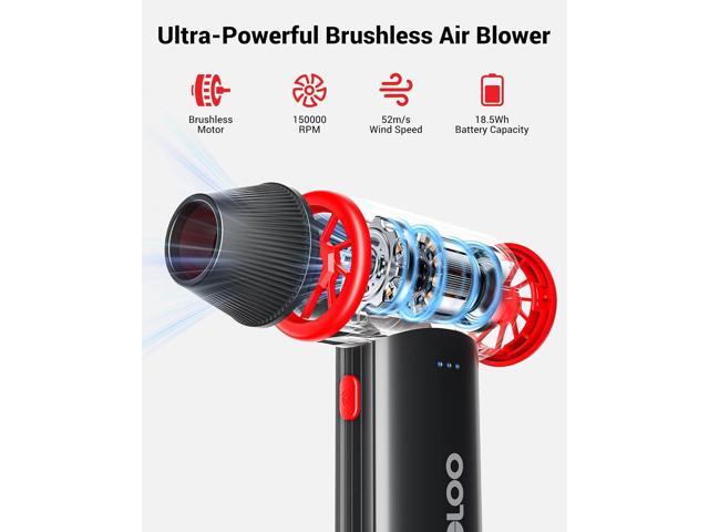 GOOLOO F3 Compressed Air Duster, 150000RPM Duster for Cleaning, 3-Gear Rechargeable Electric Air Blower with Fast Charging, Cordless Mini Blower...