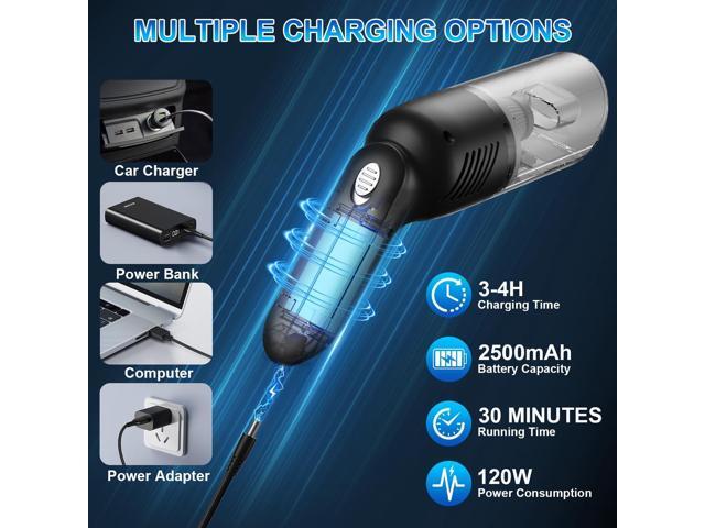 Carry360 38000PA Handheld Vacuum Cordless 120W Deep Cleaning for Car Pet Hair Portable Cleaner with 2000mAh Battery, LED Light & Multi-Nozzles...