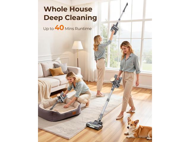 N8 Cordless Vacuum Cleaner,Lightweight Stick Vacuum with Powerful Suction,2200mAh Battery,40 Mins Runtime,Self-Standing,Rechargeable Vacuum...