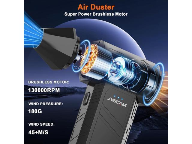 JVSCAM X3 Compressed Air Duster - Electric Air Duster with Brushless Motor,3 Gear Adjustable - mini Snow Blower- Rechargeable Air Duster for PC,...