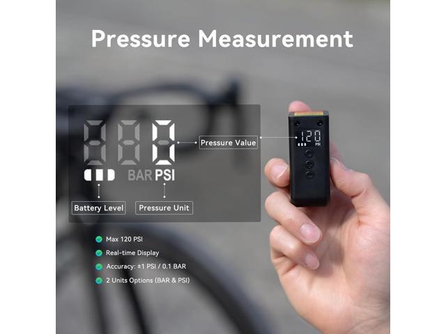 CYCPLUS AS2 Ultra Tiny Bicycle Pump with Gauge, Max 120 PSI Electric Mini Pump, Auto Stop, with Presta and Schrader Valve for E-Bike, MTB, and Road...