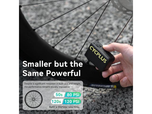CYCPLUS AS2 Ultra Tiny Bicycle Pump with Gauge, Max 120 PSI Electric Mini Pump, Auto Stop, with Presta and Schrader Valve for E-Bike, MTB, and Road...