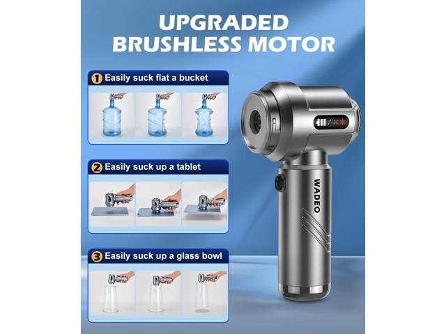 WADEO Car Vacuum Portable Cordless 18000PA, 4-in-1 Handheld Vacuum Cleaner and Air Duster with LED Display & Multi-Nozzles, Mini Hand Held Vacuum...