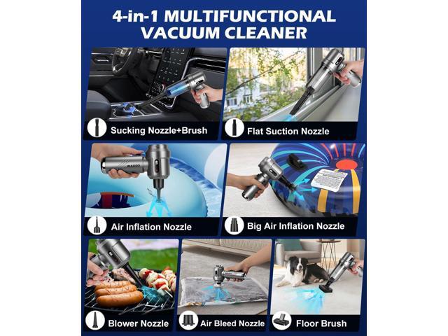 WADEO Car Vacuum Portable Cordless 18000PA, 4-in-1 Handheld Vacuum Cleaner and Air Duster with LED Display & Multi-Nozzles, Mini Hand Held Vacuum...