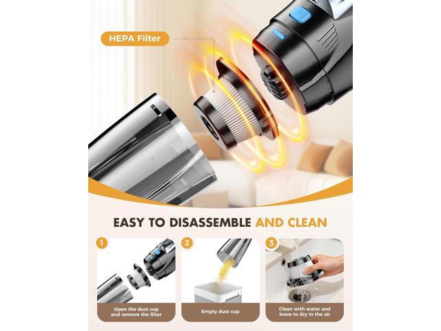 ZIHUOFAN Handheld Vacuum Cordless 25000PA Powerful Suction, Car Vacuum Portable CordlessBlack+Deep Blue