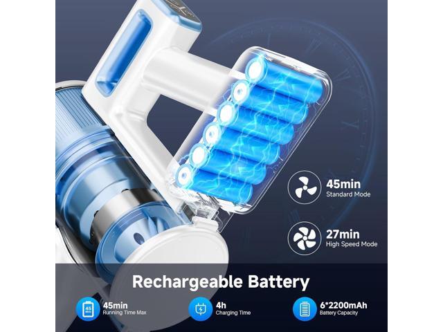 BSNAW Cordless Vacuum Cleaner for Home - Lightweight, Stick Vacuum Clean with Rechargeable Battery, Max 45Mins Runtime, 8 in 1 Handheld Vacuum for...