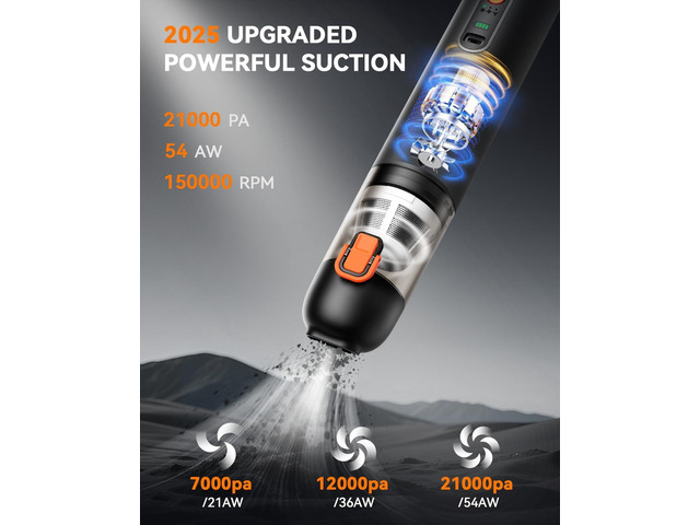 yoyoto Car Vacuum, Handheld Vacuum Cordless with 21000Pa Powerful Suction & 3 Modes, 4-in-1 Portable Hand Held Mini Vacuum Cleaner Rechargeable,...