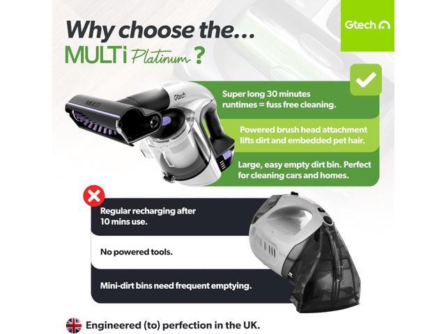 Gtech Multi Platinum Cordless Handheld Vacuum Cleaner - Portable Vacuum Cleaner for Car, Home, and More - Reinforced with Lightweight Aluminum -...