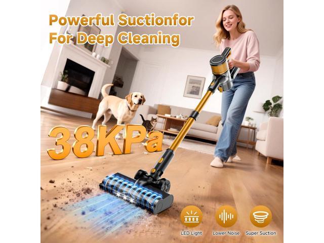 Cordless Vacuum Cleaner, 38Kpa Vacuum Cleaners for Home, 60Mins Lightweight Stick Vacuum with LED Display, Anti-Tangle & Wall Mount, 8 in 1...