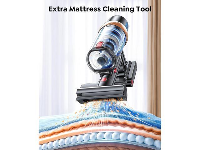 Cordless Vacuum Cleaner, 600W 50KPA 65Mins Vacuum Cleaners for Home, Upgraded Stick Vacuum with Extra Mattress Cleaning Tool, Self-Standing,...