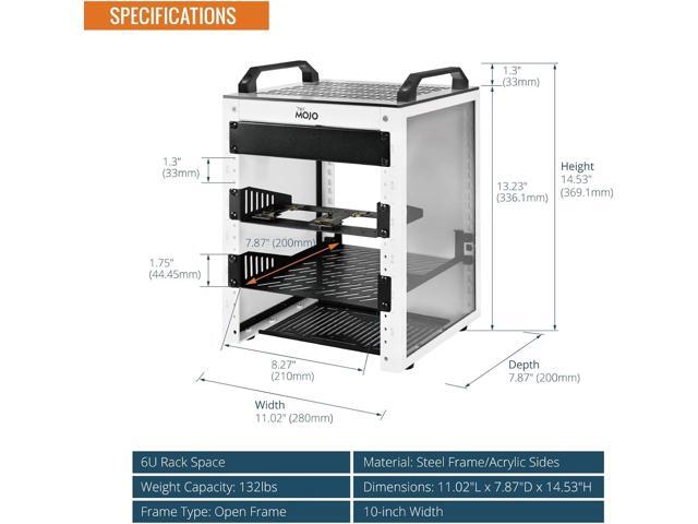 Tecmojo 6U Network Rack, 10 inch Mini Server Rack with 2 Side Translucent Panels & 2 Top Handles, 7.87 inch Deep, for 10 inch IT Equipment & A/V...