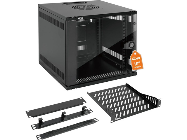 Tecmojo 6U 10 inch Rack, Wall Mount Network Cabinet Set,12.3W x 13D x 11.8H- Load Capacity 110Lbs(50 kg),Black 10' Wall Housing Server Rack Set