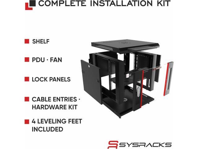 35' Deep Server Rack Cabinet, 19' Floor-Standing Network Enclosure on Wheels with Locking Glass Door, PDU, Fan, Shelf and Casters (12U)