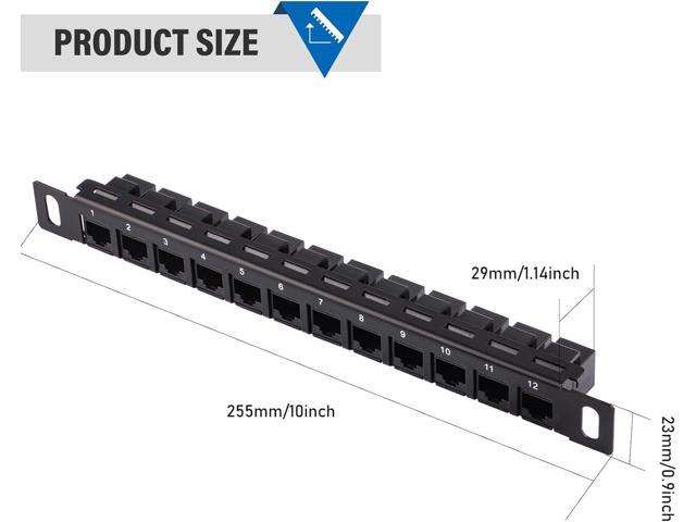 GeeekPi 12 Port Patch Panel, 10inch 0.5U CAT6 Network Patch Panel for DeskPi RackMate T1/T0/T2/T1 Plus/T0 Plus/TL1 and 10 Inch Server Rack/Network...